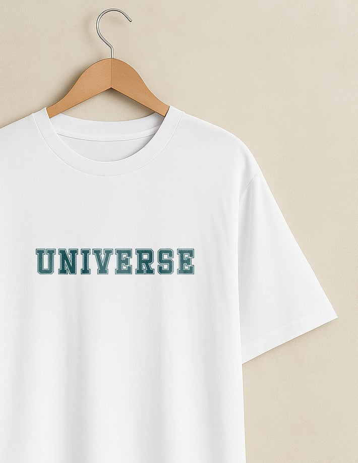 Classic White "UNIVERSE" Graphic T-Shirt