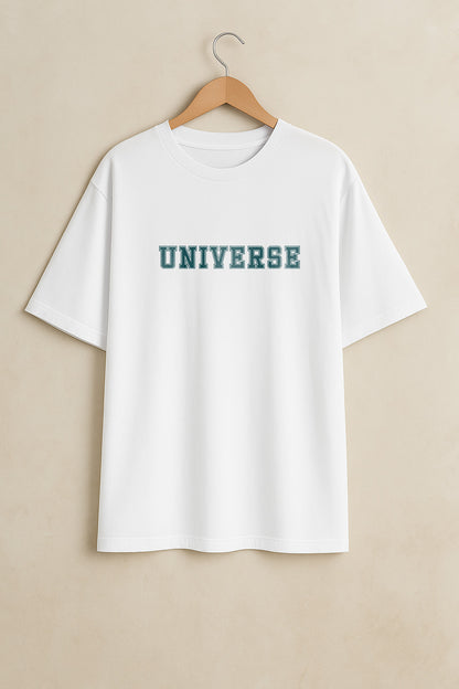 Classic White "UNIVERSE" Graphic T-Shirt
