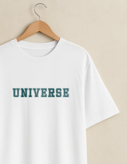 Classic White "UNIVERSE" Graphic T-Shirt